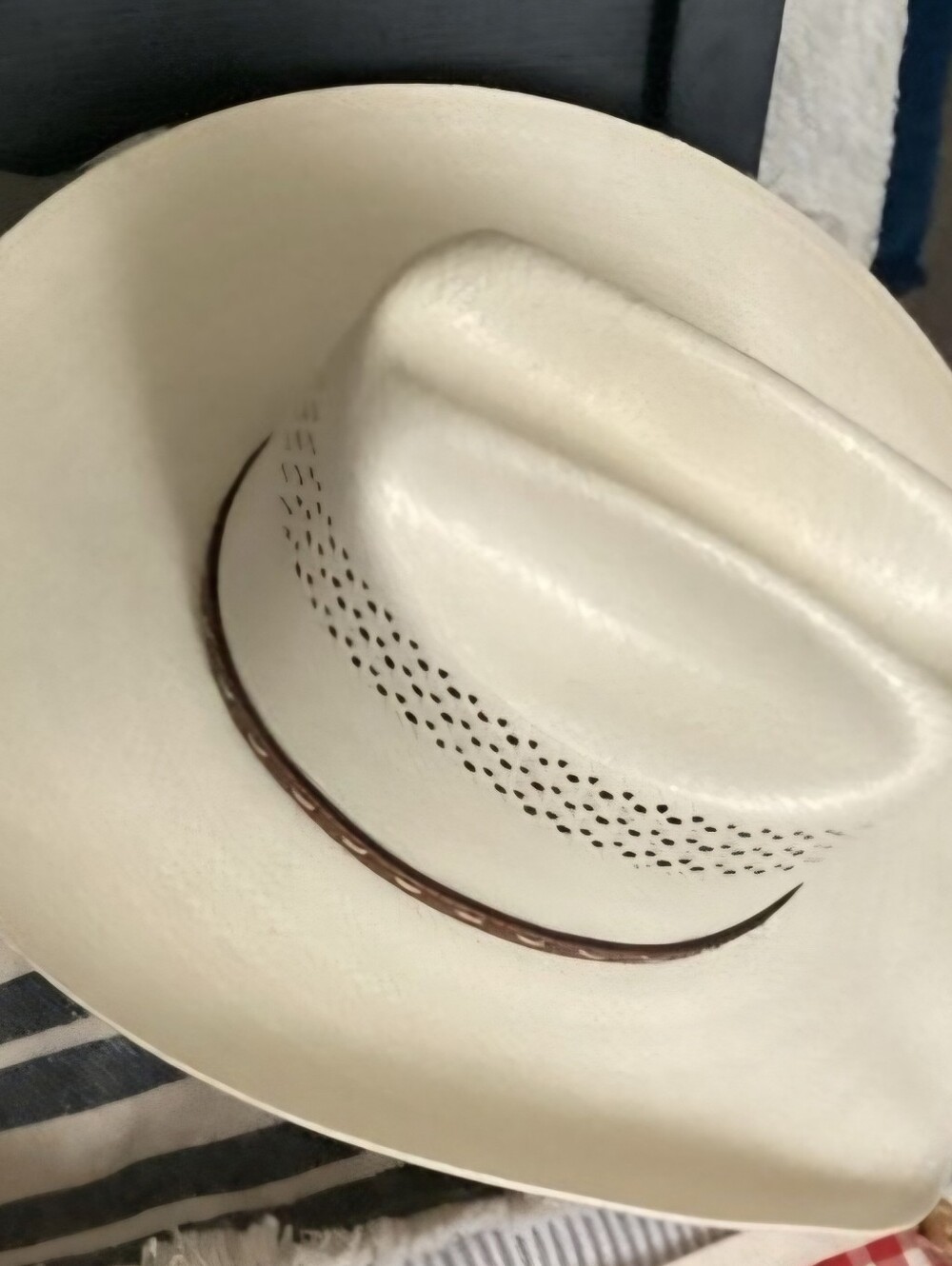Stetson Cream Straw Western Hat with Decorative Liner